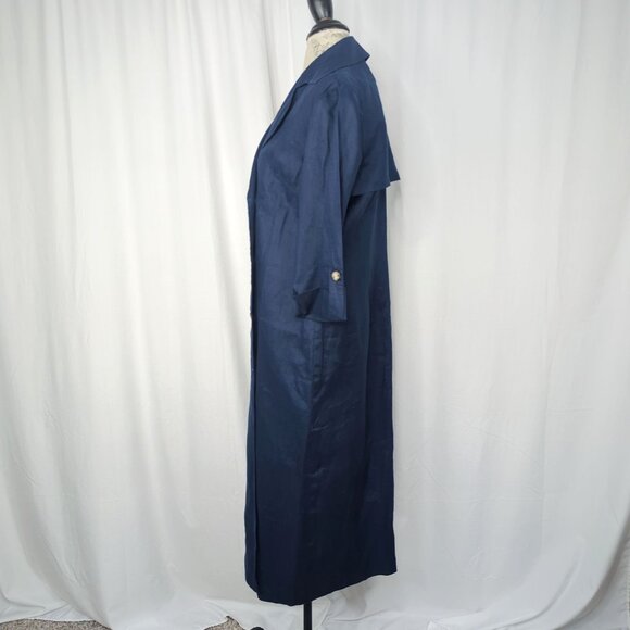 Vintage Talbots Dress 8 Medium Blue Linen Double Breasted - Picture 5 of 10